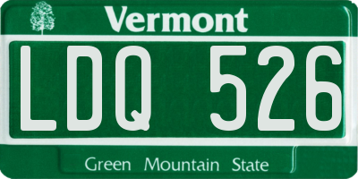 VT license plate LDQ526