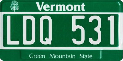 VT license plate LDQ531