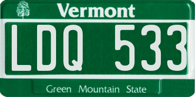 VT license plate LDQ533