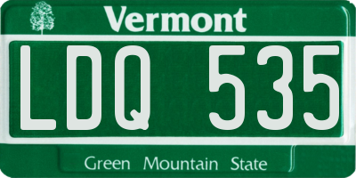 VT license plate LDQ535