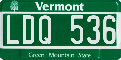 VT license plate LDQ536