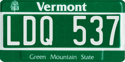 VT license plate LDQ537