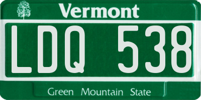 VT license plate LDQ538