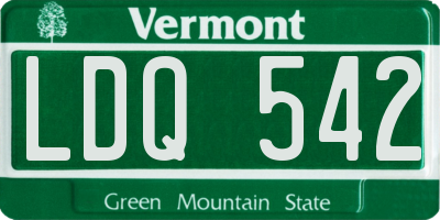 VT license plate LDQ542