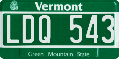 VT license plate LDQ543