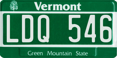 VT license plate LDQ546