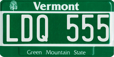 VT license plate LDQ555