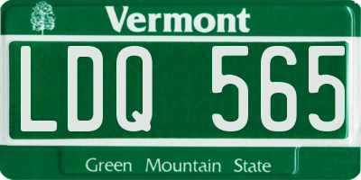 VT license plate LDQ565