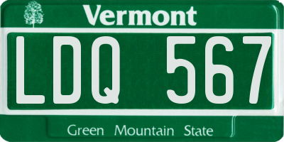 VT license plate LDQ567