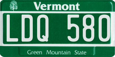 VT license plate LDQ580