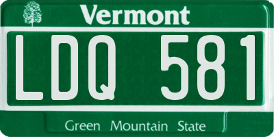 VT license plate LDQ581