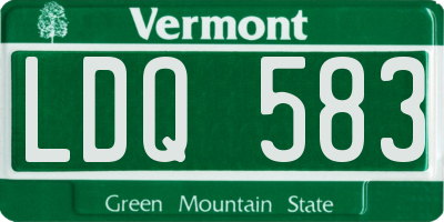 VT license plate LDQ583
