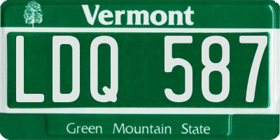 VT license plate LDQ587
