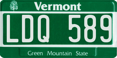 VT license plate LDQ589
