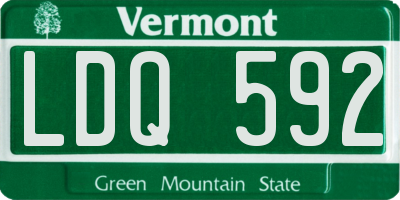 VT license plate LDQ592