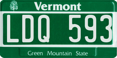 VT license plate LDQ593