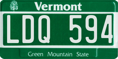 VT license plate LDQ594