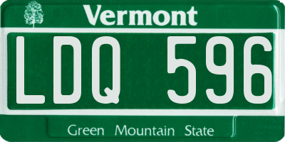 VT license plate LDQ596