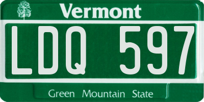 VT license plate LDQ597