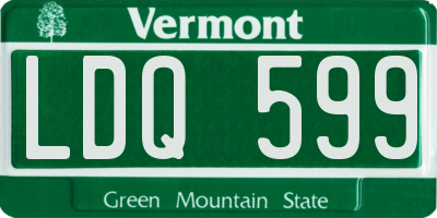 VT license plate LDQ599