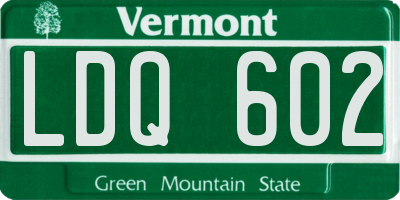 VT license plate LDQ602