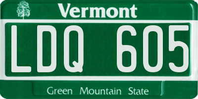 VT license plate LDQ605