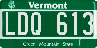 VT license plate LDQ613