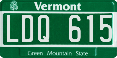 VT license plate LDQ615