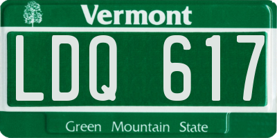 VT license plate LDQ617