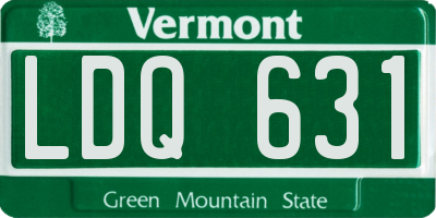 VT license plate LDQ631
