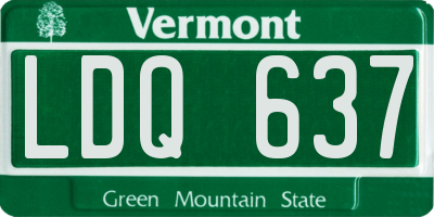 VT license plate LDQ637