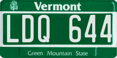 VT license plate LDQ644