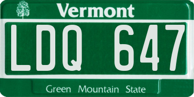 VT license plate LDQ647