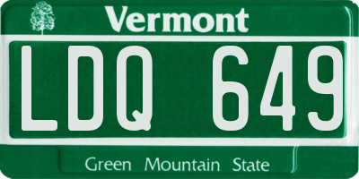 VT license plate LDQ649