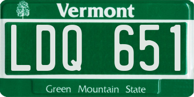 VT license plate LDQ651