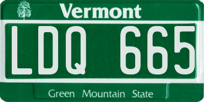 VT license plate LDQ665