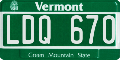VT license plate LDQ670
