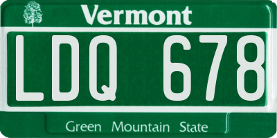 VT license plate LDQ678
