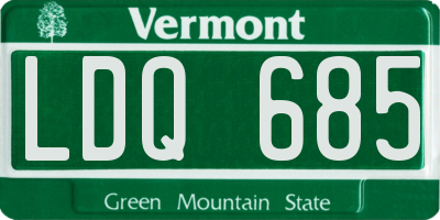VT license plate LDQ685