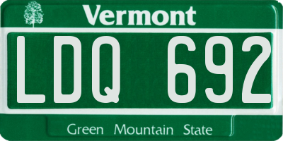 VT license plate LDQ692