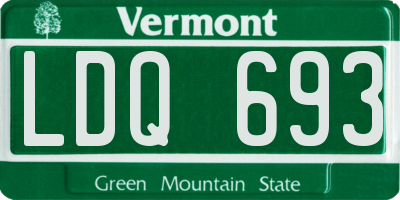 VT license plate LDQ693