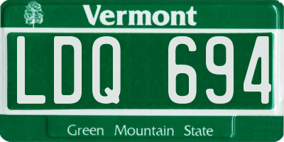 VT license plate LDQ694