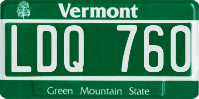 VT license plate LDQ760