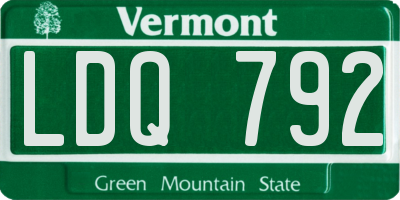 VT license plate LDQ792