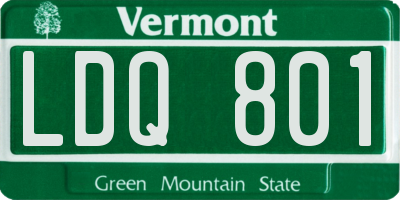 VT license plate LDQ801