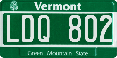 VT license plate LDQ802