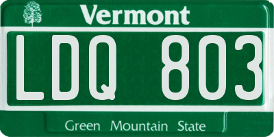 VT license plate LDQ803