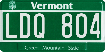 VT license plate LDQ804