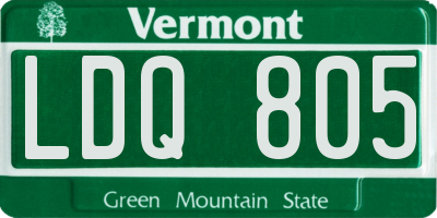 VT license plate LDQ805