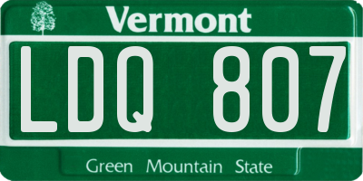 VT license plate LDQ807